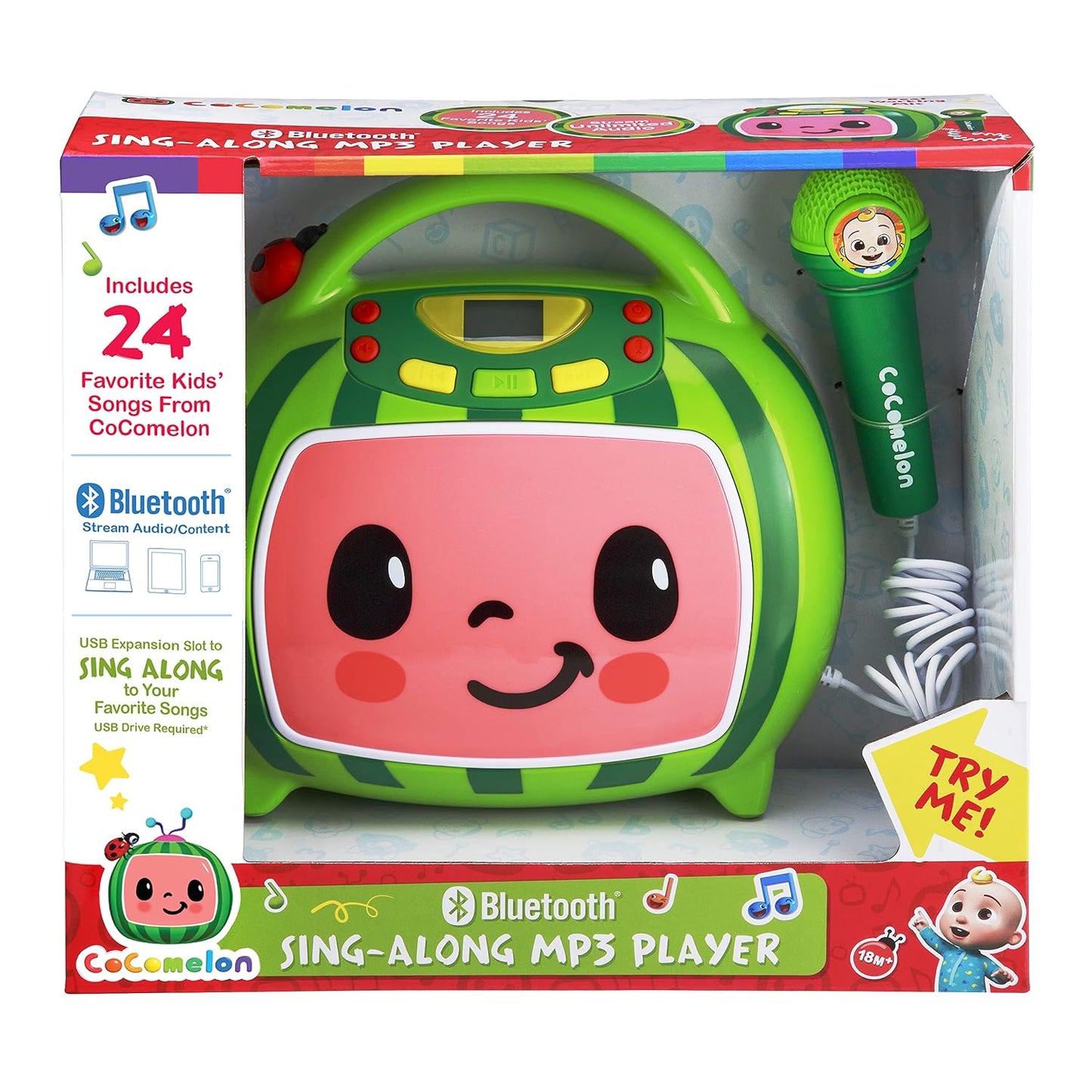 Cocomelon Bluetooth Karaoke Machine for Kids with Built-in Songs