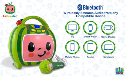 Cocomelon Bluetooth Karaoke Machine for Kids with Built-in Songs