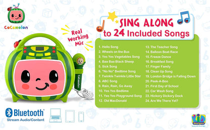 Cocomelon Bluetooth Karaoke Machine for Kids with Built-in Songs