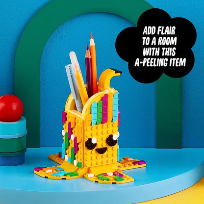 LEGO DOTS Cute Banana – Pen Holder 41948 DIY Craft Kit; Customizable Room Decor Piece That Kids can Decorate with Bright, Colorful Tiles; Tasty Fruit-Themed Playset for Fans Aged 6+ (438 Pieces)