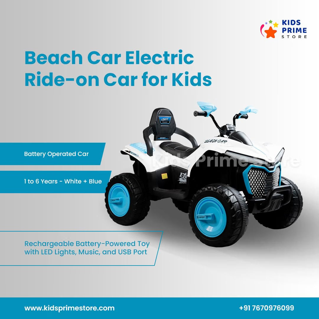 Kids Electric Quad Bike ATV Ride-On with LED Lights, Music, USB, 2-Speed Control & Forward/Reverse