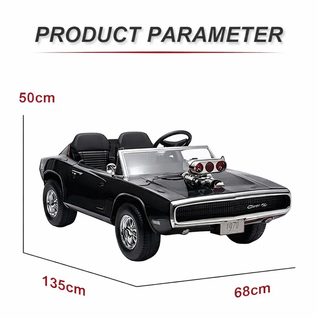Dodge Charger 1970  2-Seater Kids Ride On Car with Parent Remote, Light-Up Engine Blower, Music, LED Lights & Openable Doors