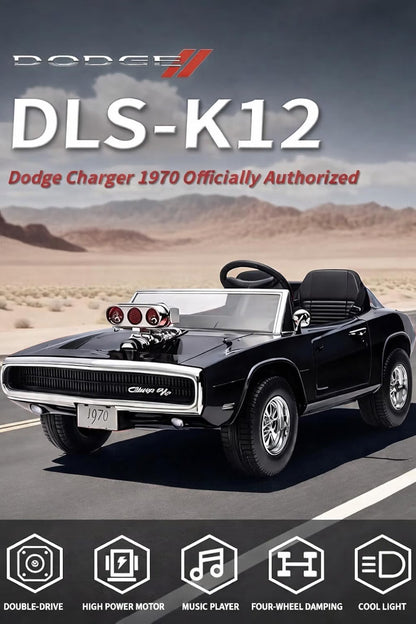 Dodge Charger 1970  2-Seater Kids Ride On Car with Parent Remote, Light-Up Engine Blower, Music, LED Lights & Openable Doors