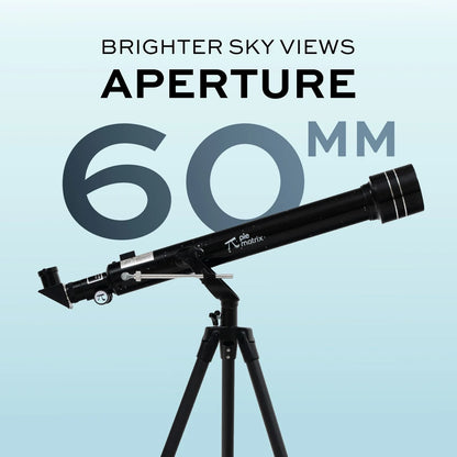 Pie Matrix Phoenix 60700 Refractor Telescope – 60mm Aperture, 700mm Focal Length, 3 Eyepieces, 3X Barlow, Tripod & Travel Bag