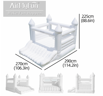 Luxury White Inflatable Bouncy Castle for Kids with Slide & Spacious Jump Area