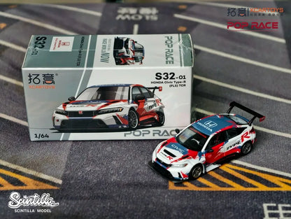 POP Race 1/64 S32-01 Honda Civic Type-R TCR(FL5) Alloy Car Model Car