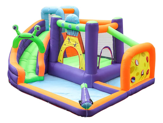 Kids Inflatable Water Bounce House with Slide, Splash Pool & Blower – Multi Activity Play Zone Castle