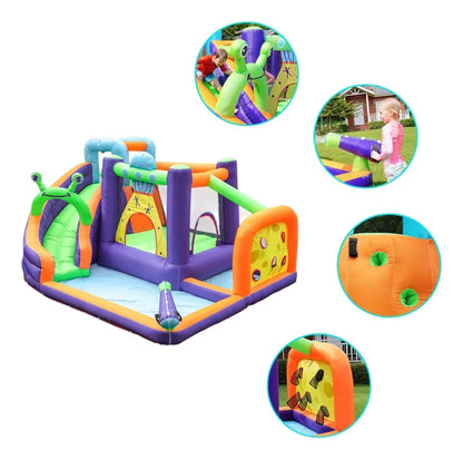 Kids Inflatable Water Bounce House with Slide, Splash Pool & Blower – Multi Activity Play Zone Castle