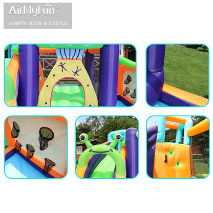 Kids Inflatable Water Bounce House with Slide, Splash Pool & Blower – Multi Activity Play Zone Castle