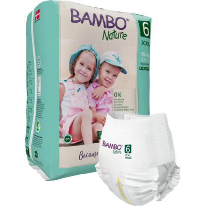 Bambo Nature Premium Baby Pants Diapers for Babies, XXL Size (15+ Kgs), Super Absorbent, Breathable, Extra Soft, Dermatologically Tested, Hypoallergenic Infant Nappies With Wetness Indicator