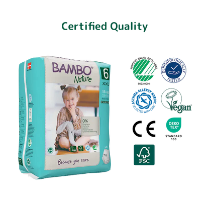 Bambo Nature Premium Baby Pants Diapers for Babies, XXL Size (15+ Kgs), Super Absorbent, Breathable, Extra Soft, Dermatologically Tested, Hypoallergenic Infant Nappies With Wetness Indicator