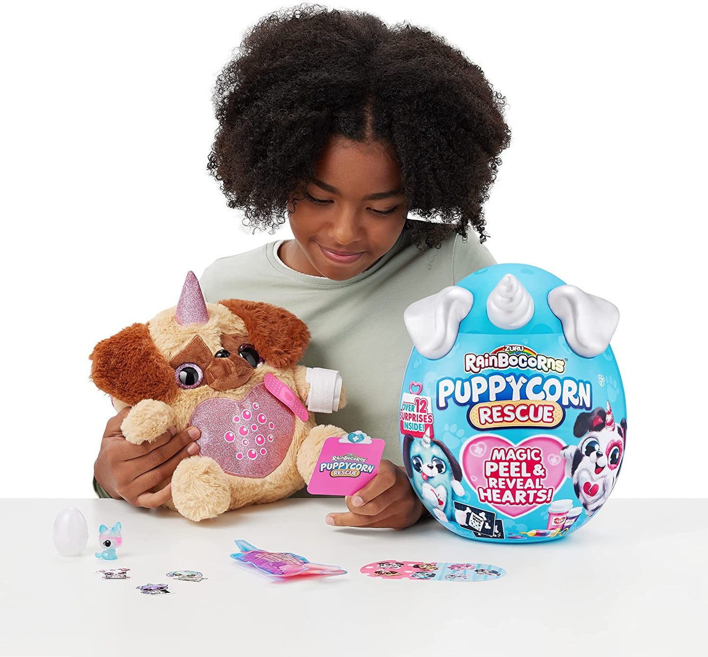 Rainbocorns Puppycorn Rescue  by ZURU, Collectible Plush, Stuffed Animal Girl Toys, Surprise Egg, Stickers, Syringe Slime, Ages 3+ for Girls, Children