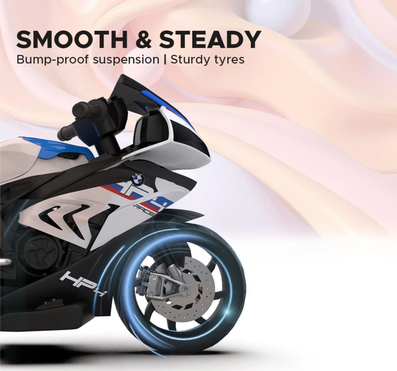 Emotorad Formula Fun BMW HP4 Ride-On Bike, White, 3Y+