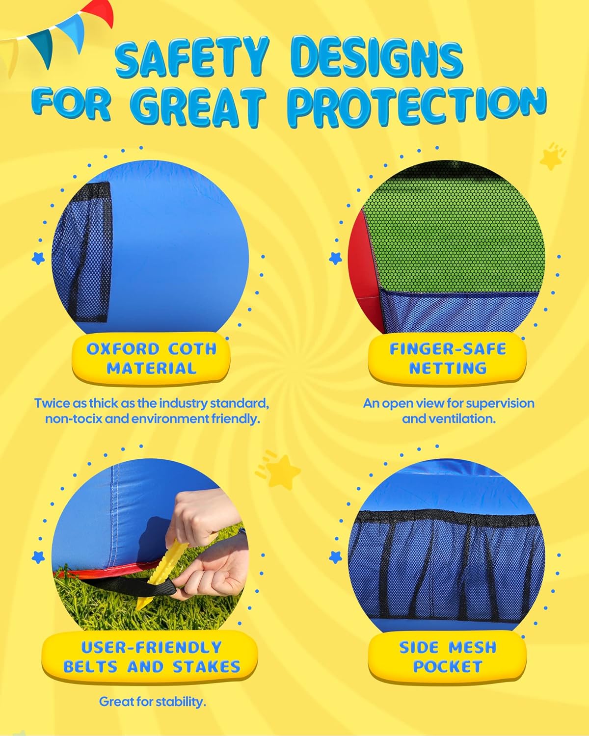Kids Bounce House Inflatable Castle with Slide, Safe Netting & Quick Setup Air Blower