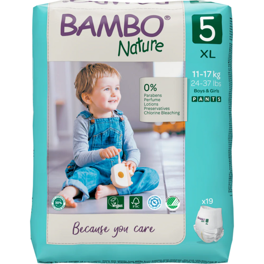 Bambo Nature Premium Baby Pants Diapers for Babies, XL Size (11-17 Kgs), Super Absorbent, Breathable, Extra Soft, Dermatologically Tested, Hypoallergenic Infant Nappies With Wetness Indicator