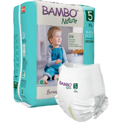 Bambo Nature Premium Baby Pants Diapers for Babies, XL Size (11-17 Kgs), Super Absorbent, Breathable, Extra Soft, Dermatologically Tested, Hypoallergenic Infant Nappies With Wetness Indicator