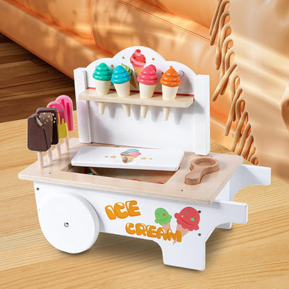 Wooden Ice Cream Cart Toy for Kids with Popsicles & Accessories – Pretend Play & Role Play Activity Toy