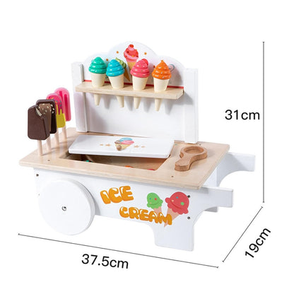 Wooden Ice Cream Cart Toy for Kids with Popsicles & Accessories – Pretend Play & Role Play Activity Toy