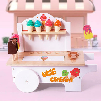 Wooden Ice Cream Cart Toy for Kids with Popsicles & Accessories – Pretend Play & Role Play Activity Toy
