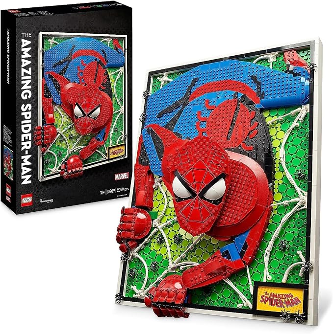 Lego 31209 Art The Amazing Spider-Man 3D Wall Art Set, Build-Up Poster, Superhero Home Decoration, Manual Activity, Comic Book Gift for Teens and Adults