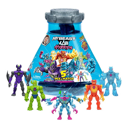 MRBEAST LAB Hybrids Mega Pack, Reveal Different Hybrid Parts to Create 5 Mix & Match Action Figures, Including a Mega Torso Panther Experiment to Revea