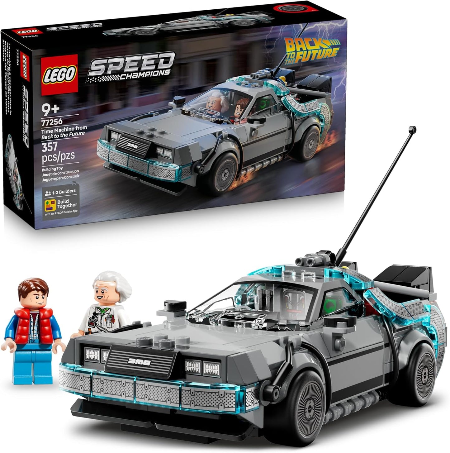 LEGO Speed Champions Time Machine from Back to The Future Building Toy for Kids - Pretend Play & Display Car Toy W/2 Build Modes for Boys & Girls, Ages 9+ - Gift Ideas for Birthdays & Fans - 77256