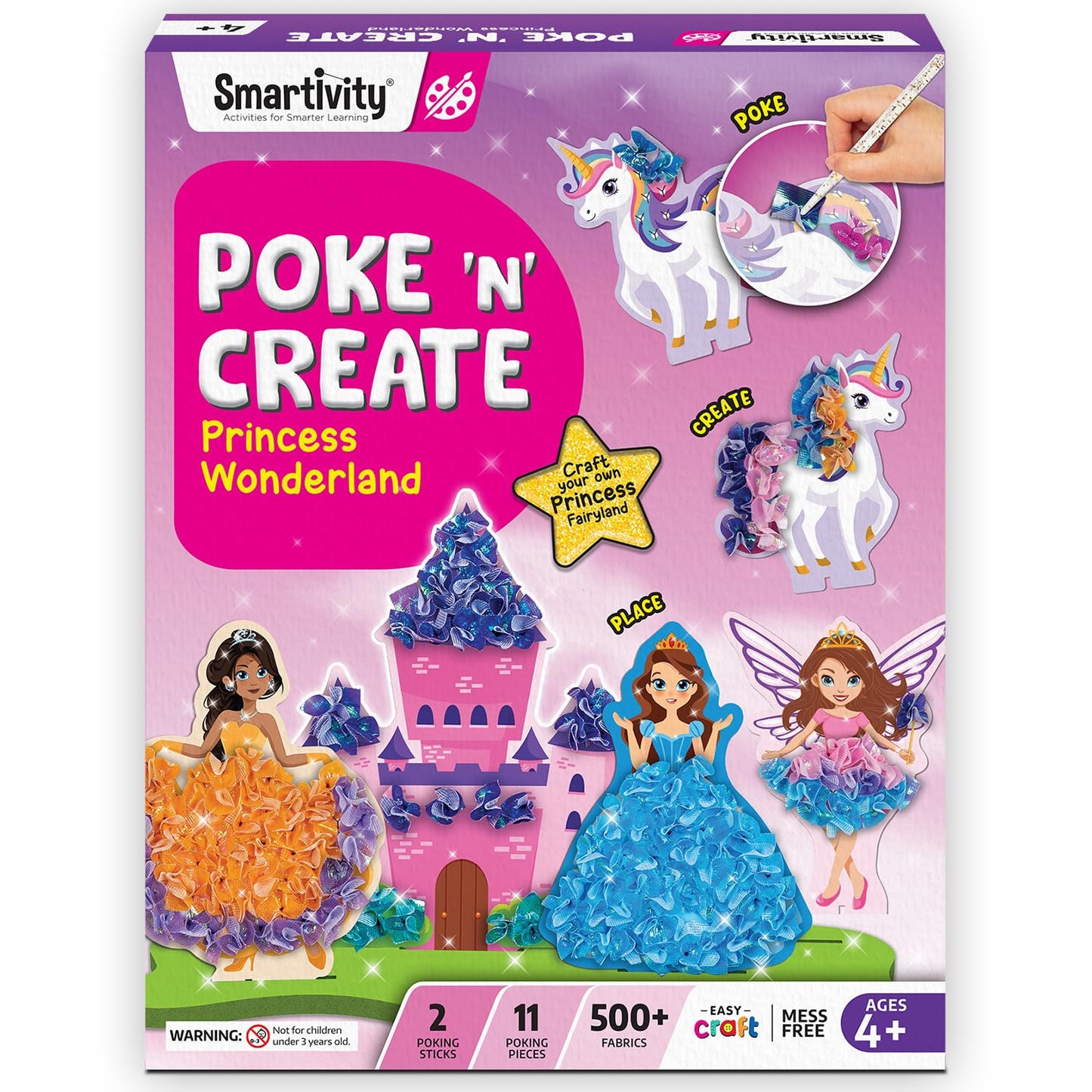 Smartivity Art & Craft Kit - Poke Art Princess Wonderland for Kids Ages 4, 5, 6, 7, 8, 9, 10 Years Old, Create 5 Princesses, 2 Castles & Unicorn, Smart Birthday Gift for Girls & Boys, Fun Activity Kit(PACK OF 6)