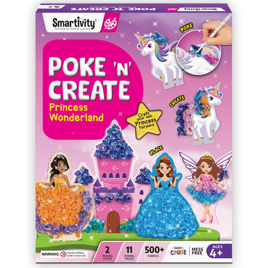 Smartivity Art & Craft Kit - Poke Art Princess Wonderland for Kids Ages 4, 5, 6, 7, 8, 9, 10 Years Old, Create 5 Princesses, 2 Castles & Unicorn, Smart Birthday Gift for Girls & Boys, Fun Activity Kit(PACK OF 6)