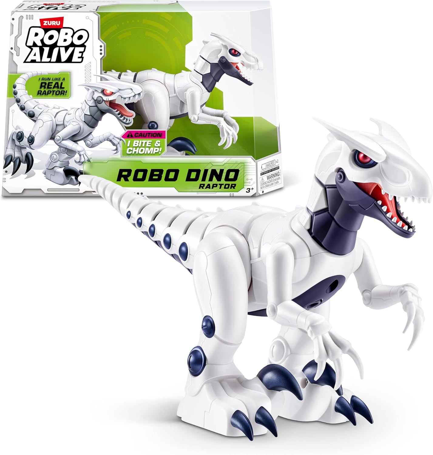 Robo Alive Dino Raptor Robotic Toy by ZURU, Electronic Robot Dinosaur for Boys - Interactive Walking & Running Pet