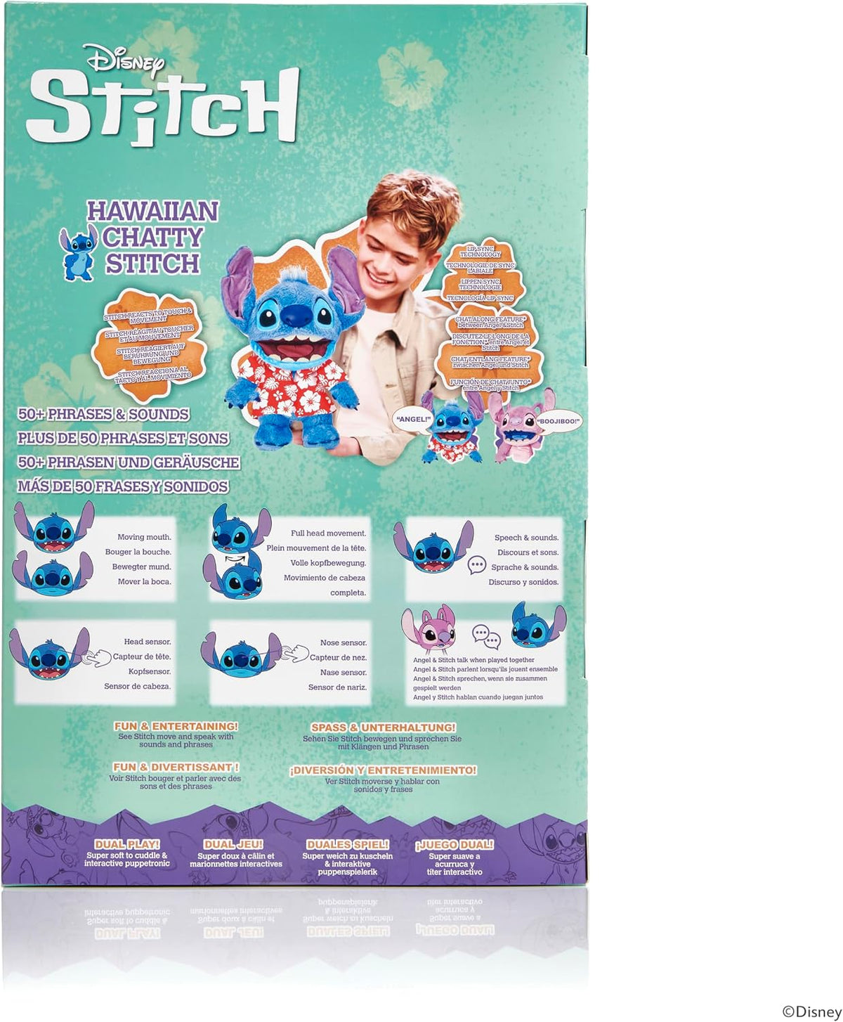 WOW! Stuff Disney Hawaiian Chatty Stitch Deluxe Puppetronic – Interactive Talking Plush Puppet, 50+ Sounds & Actions