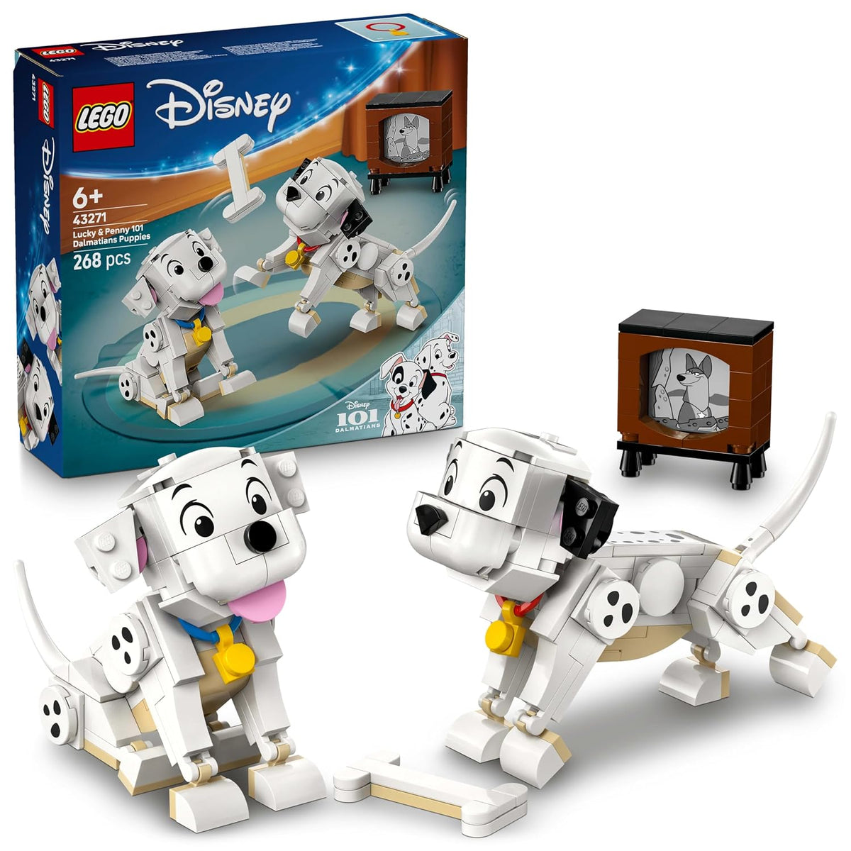 LEGO Disney 43271 Lucky & Penny 101 Dalmatians Puppies Building Set, 268 Pieces, 6+