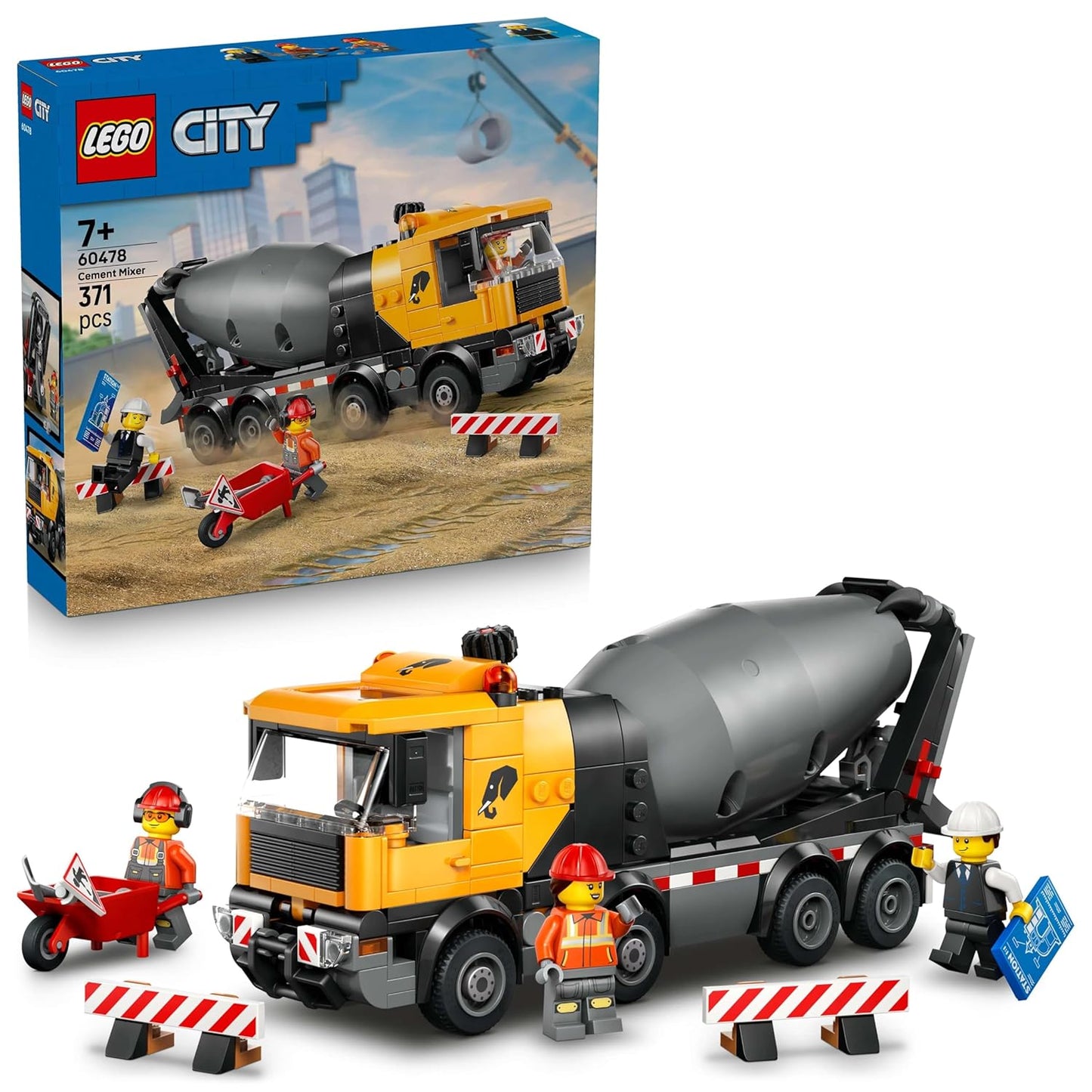 LEGO City Cement Mixer - Big Construction Toy Truck 60478
