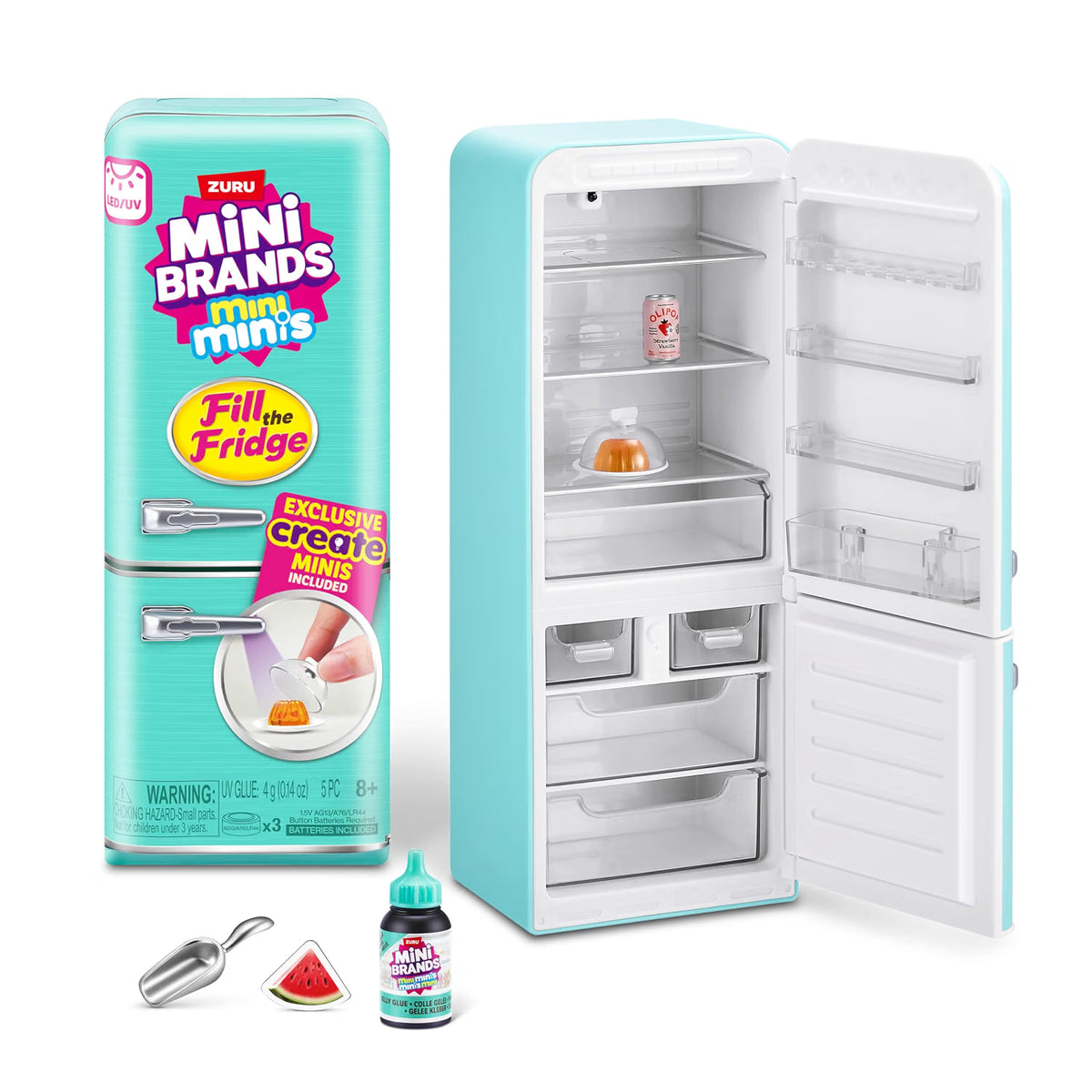 ZURU Mini Brands Fill The Fridge Playset with UV Light | Mini Collectible Fridge Toy for Kids 8+