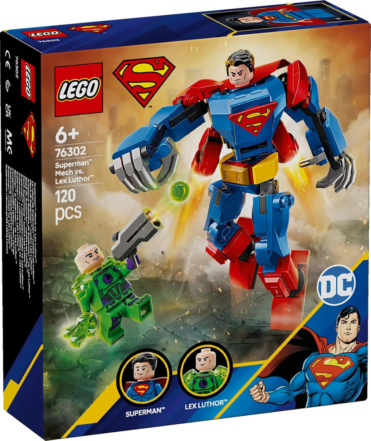 LEGO DC 76302 Superman Mech vs. Lex Luthor Super Hero Building Set, 120 Pieces, 6+