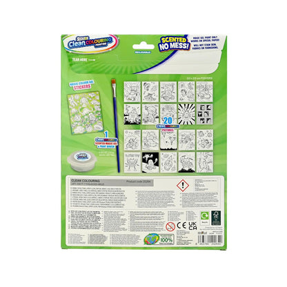 Scentos CleanColouring™ Magic Gel Painting Adventure Set By Fratelli |20 pictures to color, Colour Reveal Stickers Magic Gel Paint and Magic Gel Paint Brush with no mess(PACK OF 12)