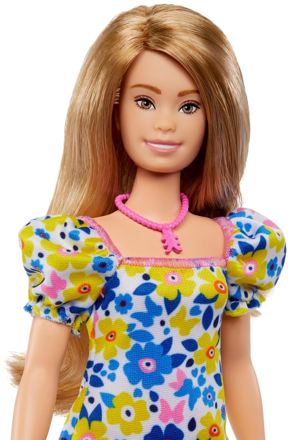 Barbie Fashionistas Doll #208 with Down Syndrome, Blond Hair and Rocks a Floral Dress with Puff Sleeves