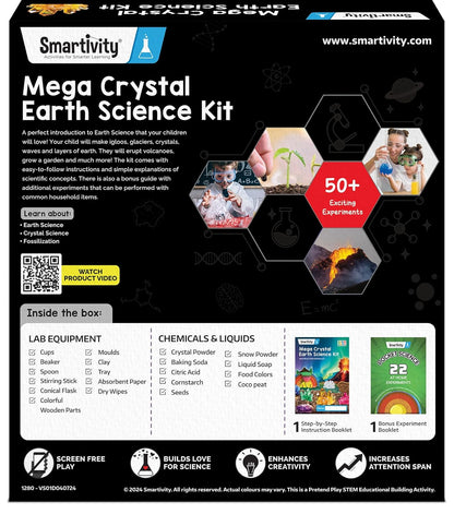 Smartivity Mega Crystal Earth Science Kit | Explore Earth, Crystal, and Fossilization Concepts | Birthday Gift for Boys & Girls I STEM Educational DIY Science Toys for Kids Ages 8,9,10,11,12,13,14(PACK OF 6)
