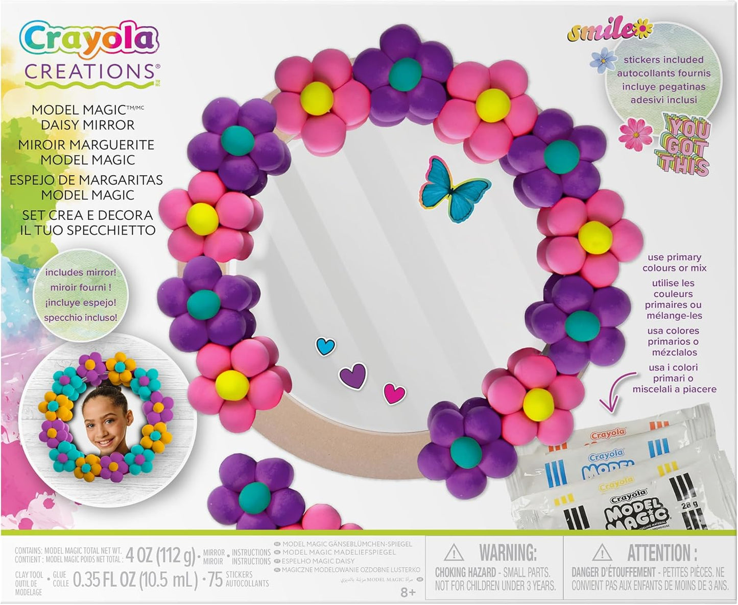 Crayola Creations Model Magic Daisy Mirror Kit for 8+ Years, DIY Kit for Kids, Gift