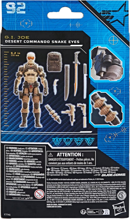 G.I. Joe Classified Series Desert Commando Snake Eyes, Collectible G.I. Joe Action Figures, 92, 6-Inch Action Figures for Boys & Girls, with 9 Accessories