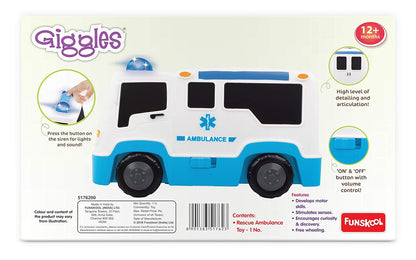 Giggles Rescue Ambulance, Multicolour Vehicle with Lights and Sounds, Develops Motor Skills (PACK OF 6)