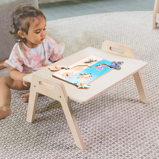 Curious Cub Chowki Floor Table for Kids | Montessori Furniture for Toddler | Multipurpose Desk for Eating Reading Playing for Children | Ideal for Home Play Schools & Kindergarten