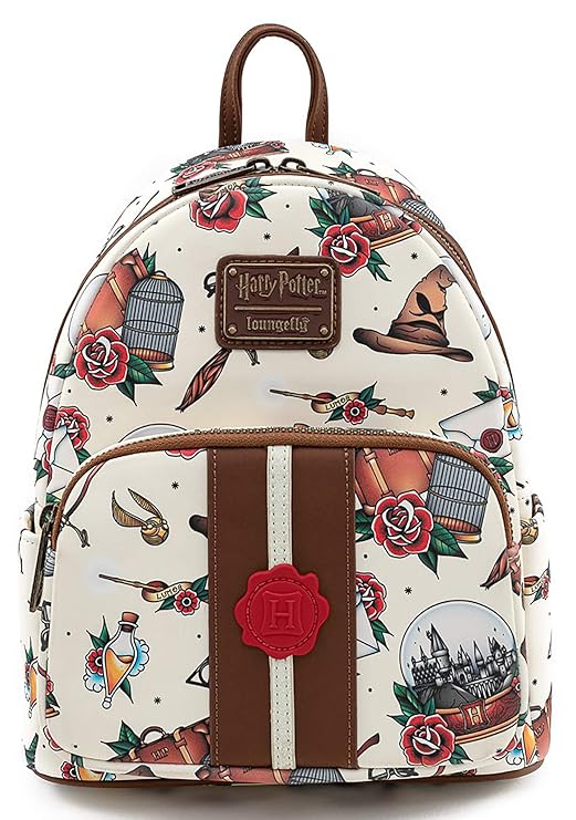 Loungefly Harry Potter Tattoo Art Cream Color Womens Double Strap Shoulder Bag