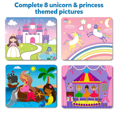 Skillmatics Dot It Sticker Art Activity - Unicorns & Princesses, Mess-Free Fun for Kids, 500+ Stickers, Craft Kits, DIY Activity, Travel Toys, Gifts for Boys & Girls Ages 3, 4, 5, 6, 7(PACK OF 5)