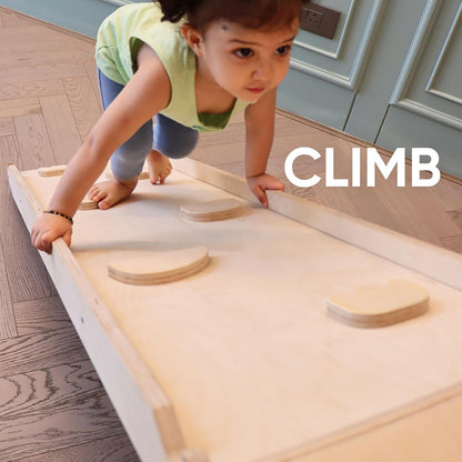 Curious Cub Foldable 4 in 1 Jungle Gym Set for Kids - Durable Climbing Triangle for Toddlers, Colorful Climbing Toys Indoor with Swing, Climb, Ramp & Slide