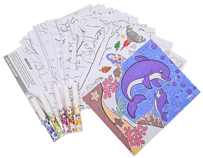 Scentos CleanColouring Markers Adventure Set By Fratelli | 20 pictures to color, Colour Reveal Stickers and 5 Scented Clean Colouring Markers(PACK OF 12)