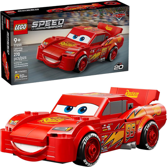 LEGO Speed Champions Lightning McQueen Toy - Disney Pixar Cars Building Blocks for Kids, Boys & Girls, Ages 9+ - Pretend Play Race Car & Bedroom Shelf Display - 77255