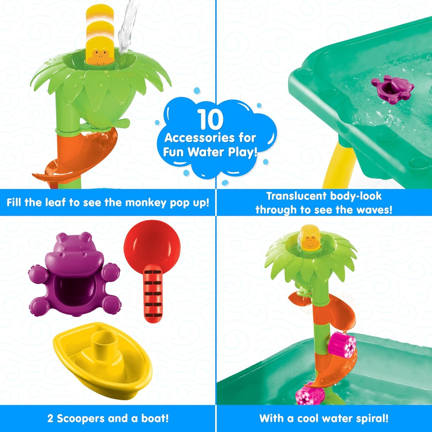Kid Giggles Splash N Fun Water Play Table, 10 Accessories for Water Fun Play, Ideal for Pre-Schoolers, Multi-Colour.(PACK OF 2)
