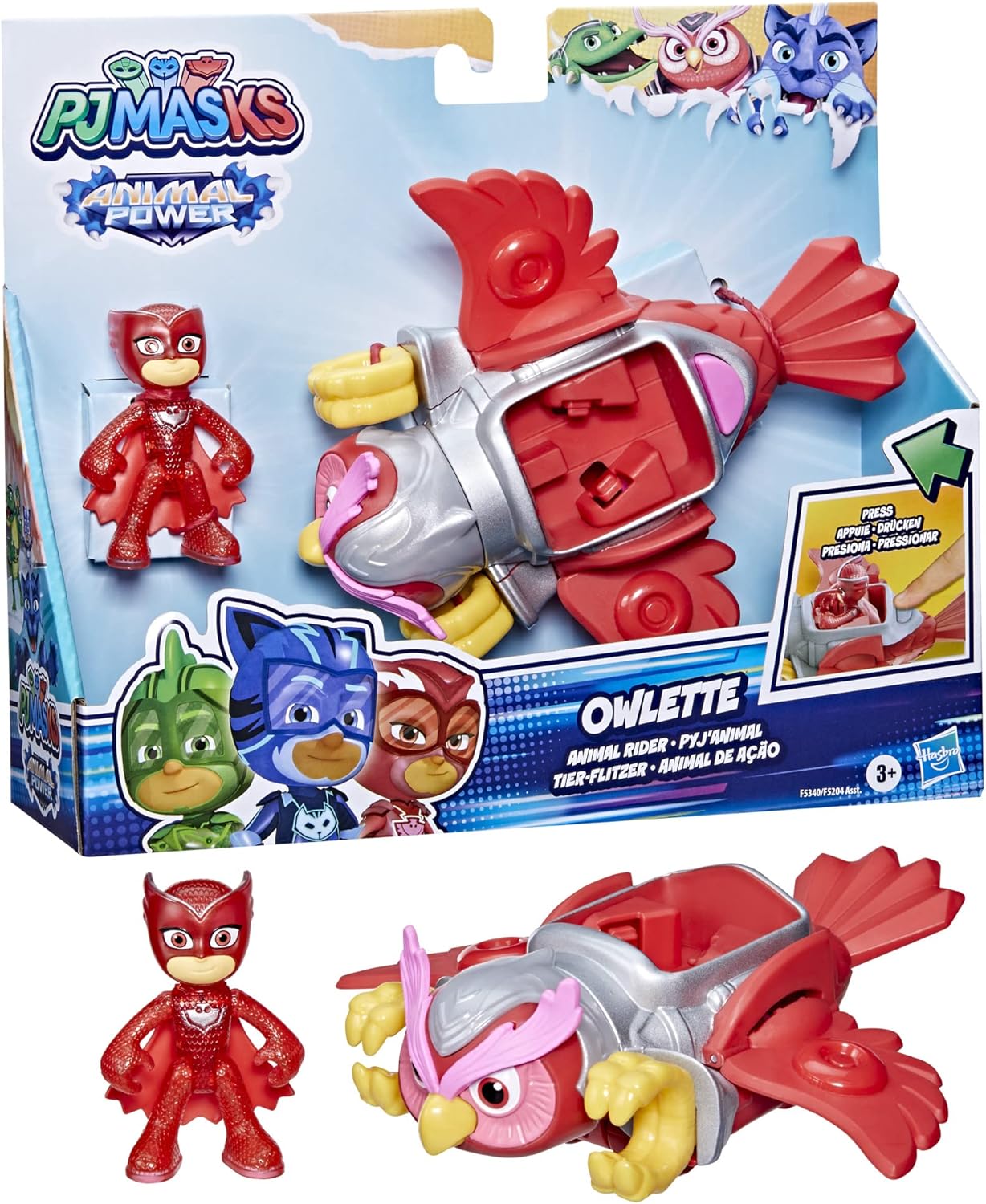 PJ Masks Animal Power Owlette Animal Rider Deluxe Vehicle Preschool Toy, Eagle Owl Toy with Owlette Action Figure, Ages 3 and Up