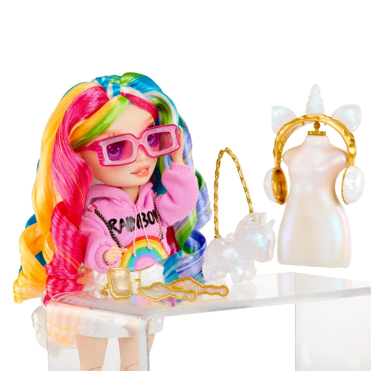 Rainbow High Creative Crystals Fashion Doll with DIY Crystal Accessories – Collectible Doll