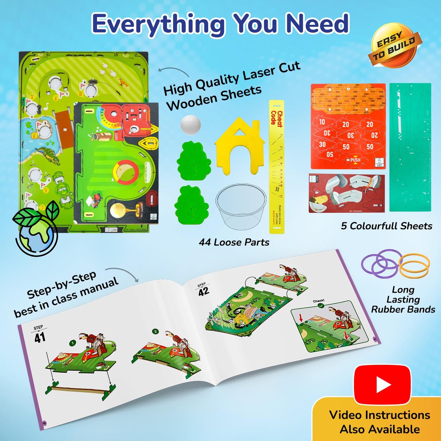 Smartivity DIY Mini Golf - Tabletop Game for Kids 6-12 Years Old | Birthday Gifts for Boys & Girls | Toy for Boys and Girls 6,7,8,9,10,11,12,13,12 Years(PACK OF 6)